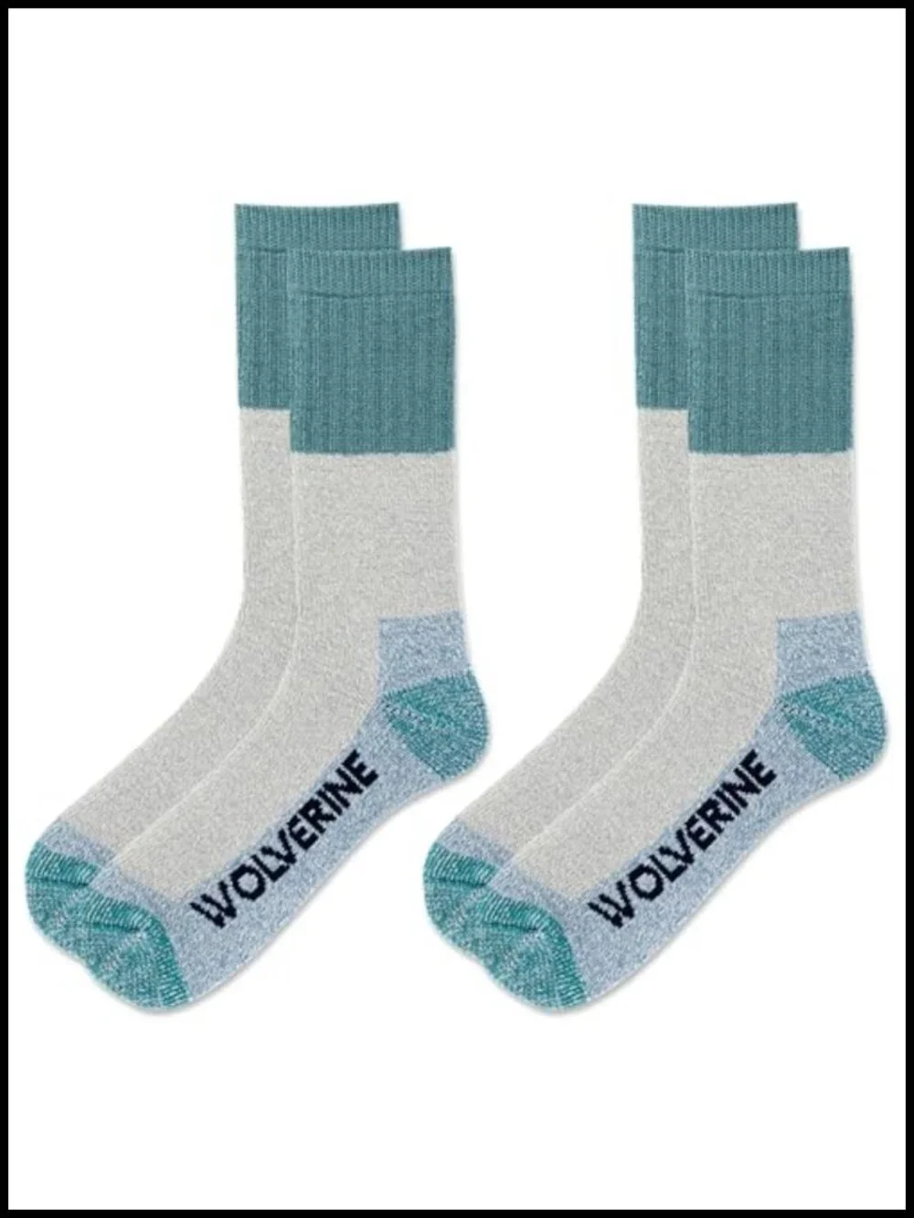 2 Pair Wool Blend Crew Socks, Cushioned Thermal Work Socks, Moisture Wicking
